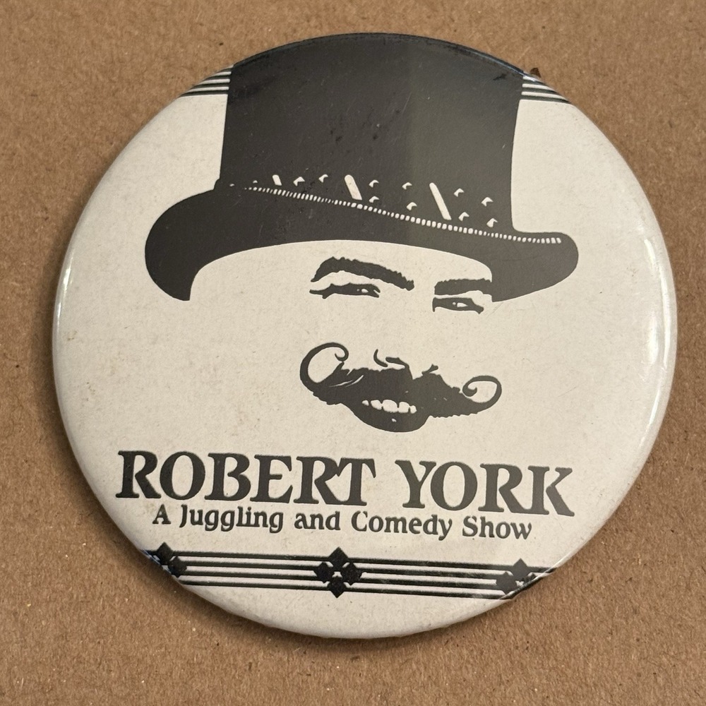 Robert York Juggling Comedy Show Vintage Pinback Button Pin Round Circle